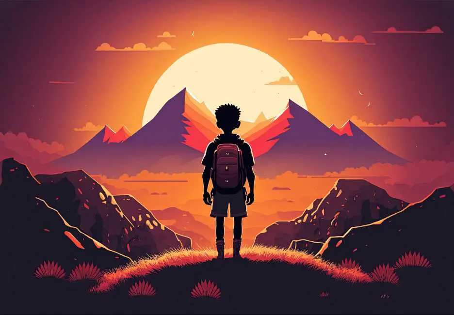 Action Children on Mountain